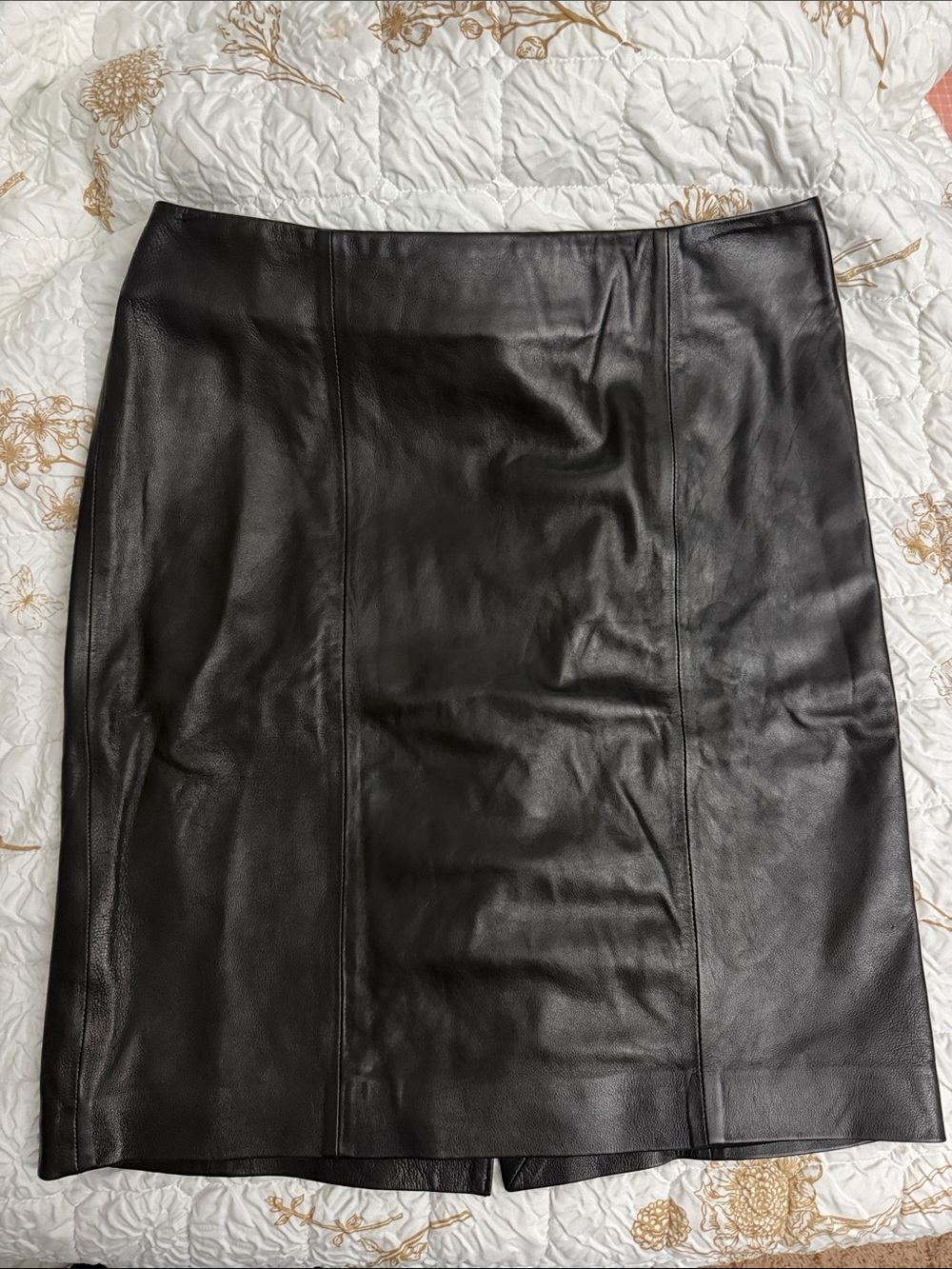 Talbots Black Faux Leather Pencil Skirt